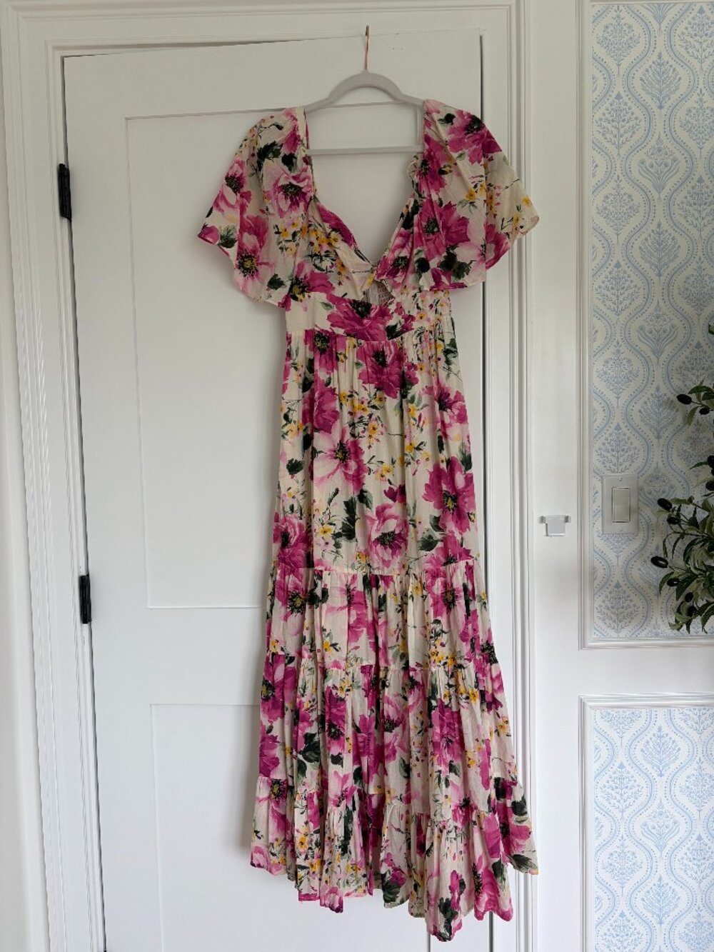 Abercrombie & Fitch Floral Pink and Cream Maxi Dress